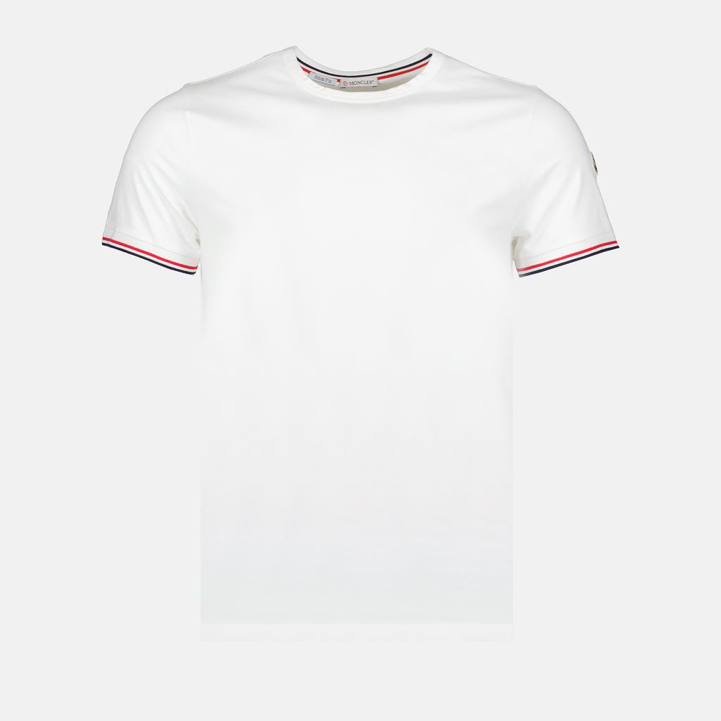 Camisetas T-shirt à logo et liseré Moncler Branco Homme
