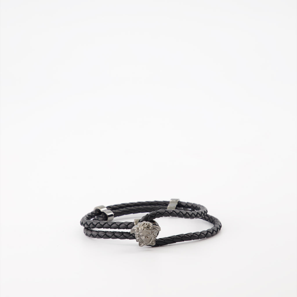 Bijoux Bracelet en cuir La Medusa Versace Noir Homme