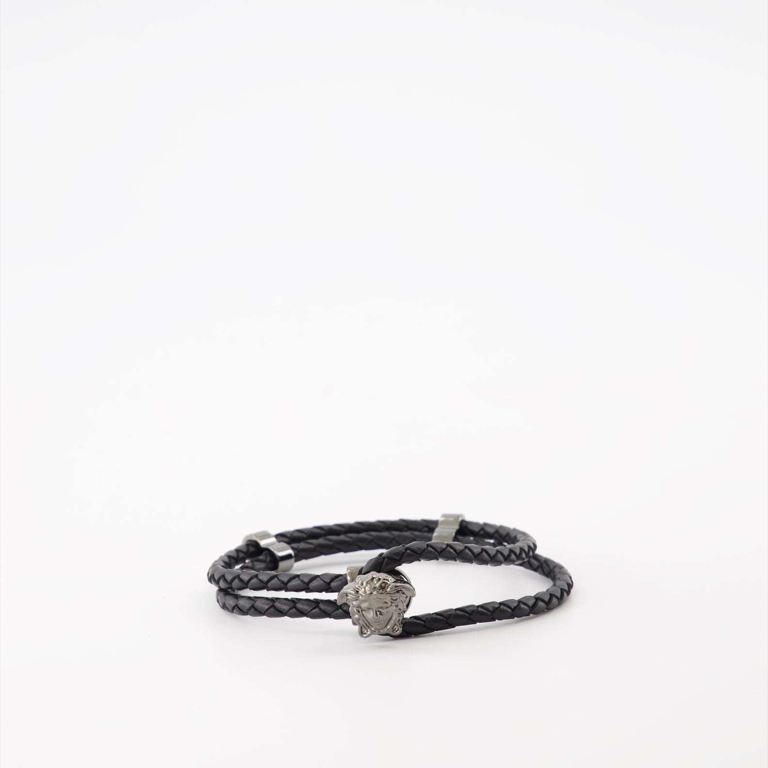Bijoux Bracelet en cuir La Medusa Versace Noir Homme