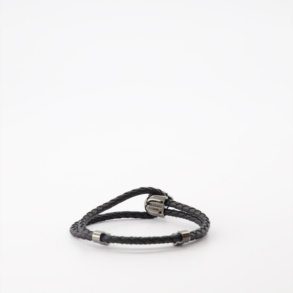 Bijoux Bracelet en cuir La Medusa Versace Noir Homme