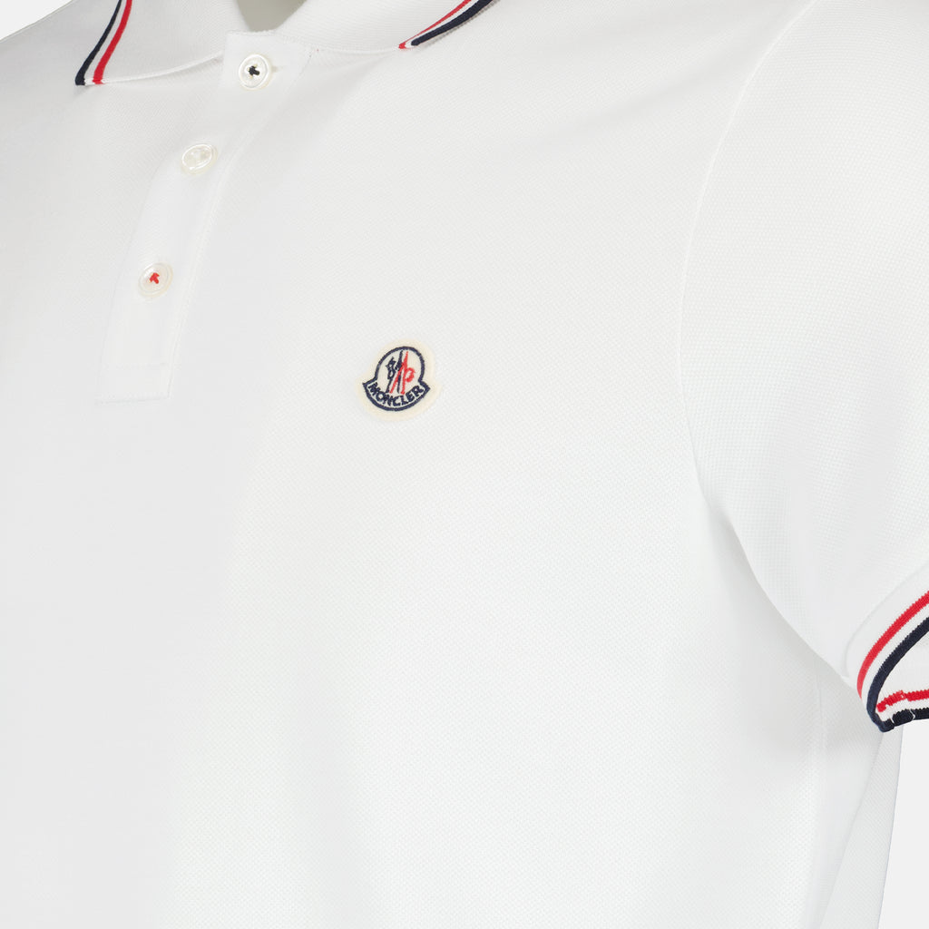 Polos Polo con Logo y Ribete Moncler Blanco Homme