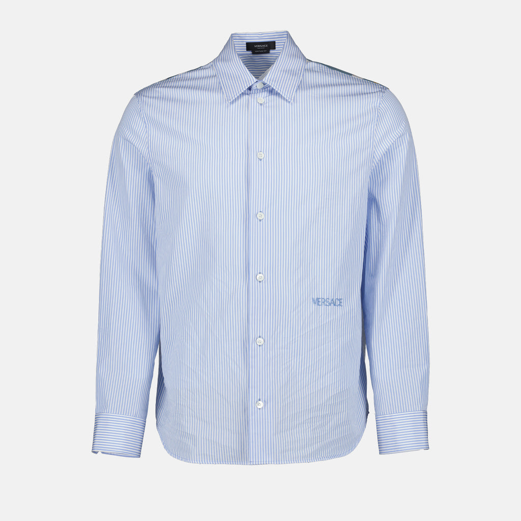 Hemden Chemise Seashell baroque Versace Blau Homme