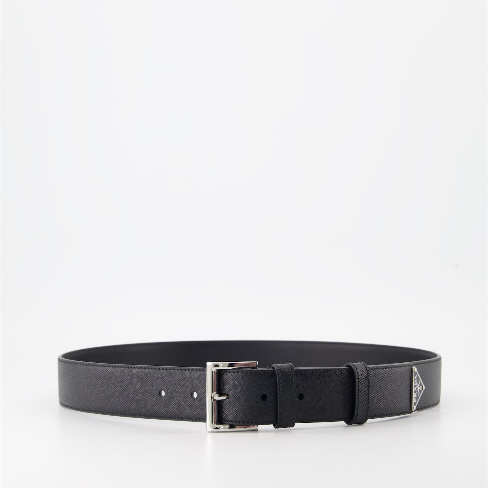 Cintos Ceinture Saffiano à logo triangle Prada Preto Homme