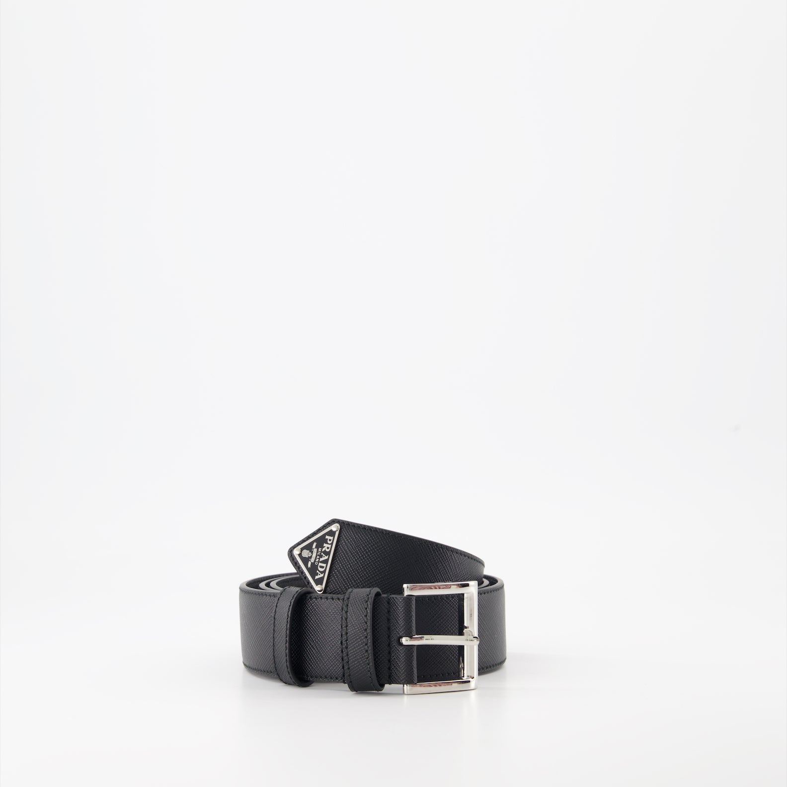 Cintos Ceinture Saffiano à logo triangle Prada Preto Homme