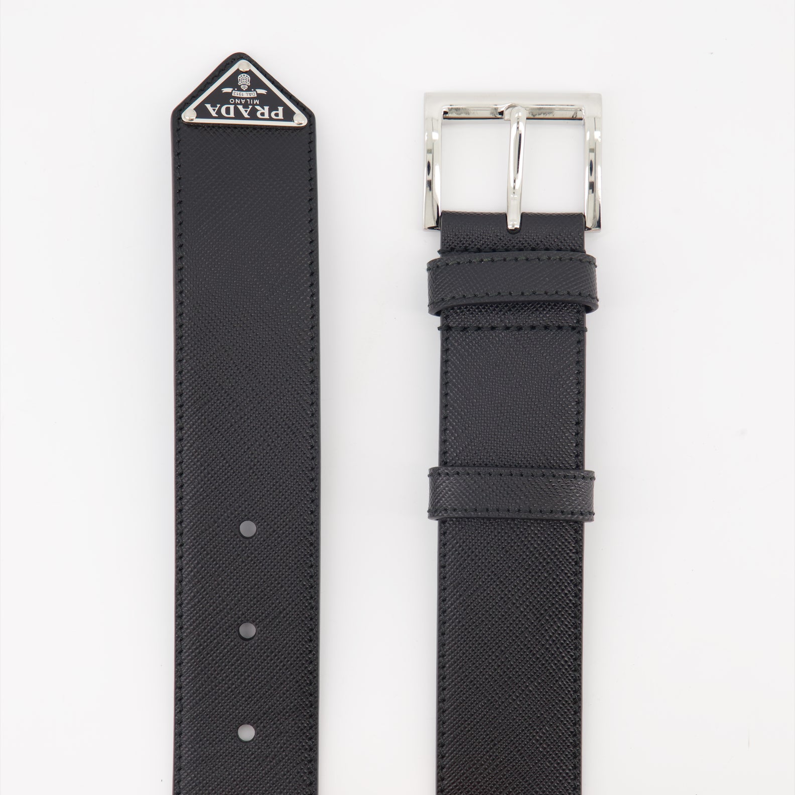 Cintos Ceinture Saffiano à logo triangle Prada Preto Homme