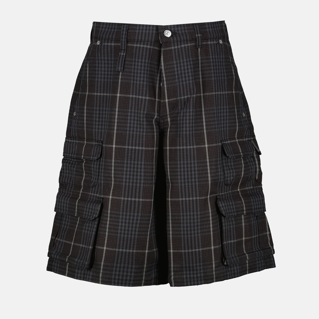 Shorts Calções à Quadros Dior Cinza Homme