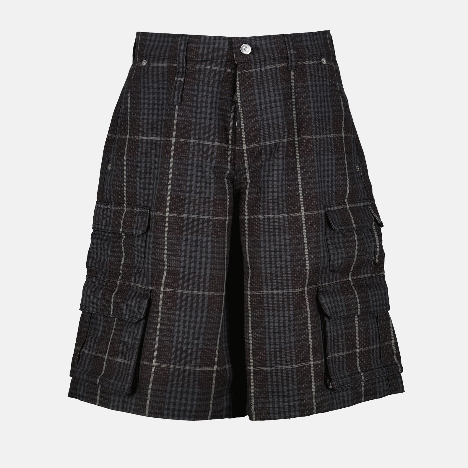 Shorts Calções à Quadros Dior Cinza Homme