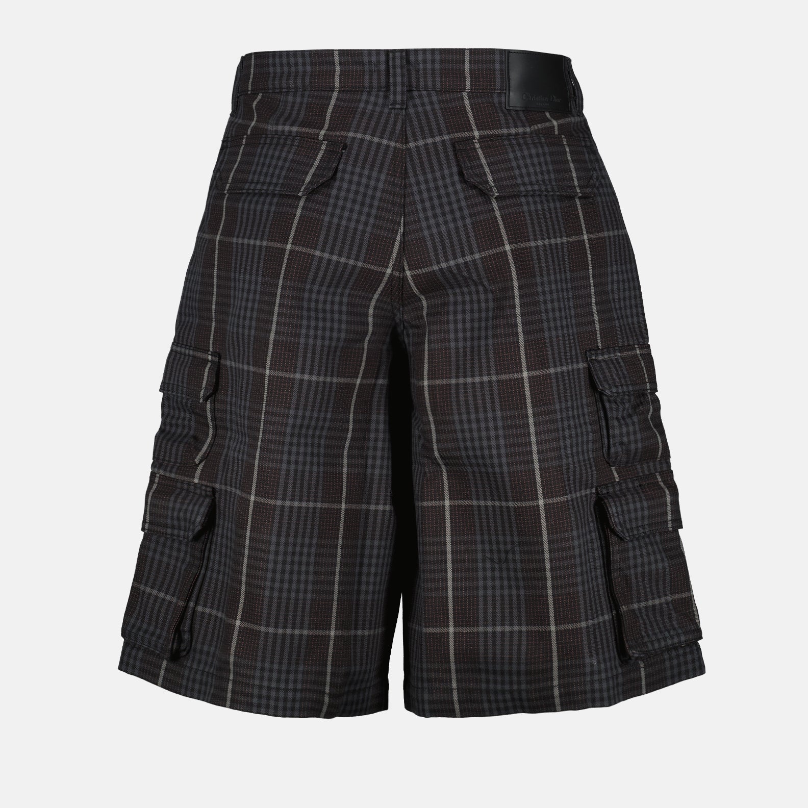 Shorts Calções à Quadros Dior Cinza Homme