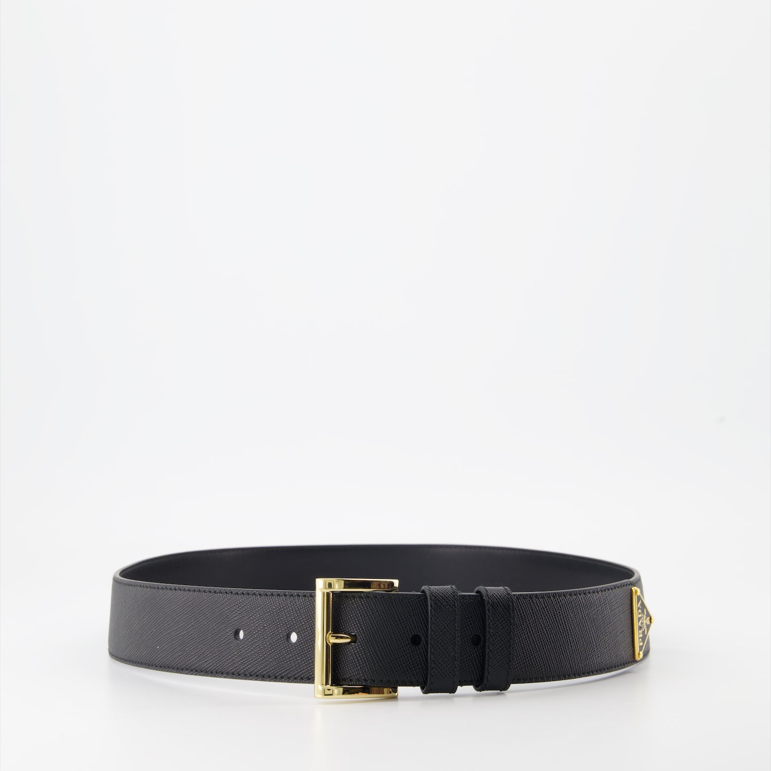 Cintos Ceinture Saffiano à logo triangle Prada Preto Femme