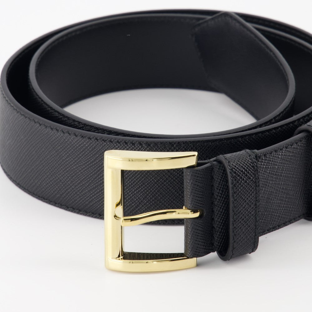 Cintos Ceinture Saffiano à logo triangle Prada Preto Femme