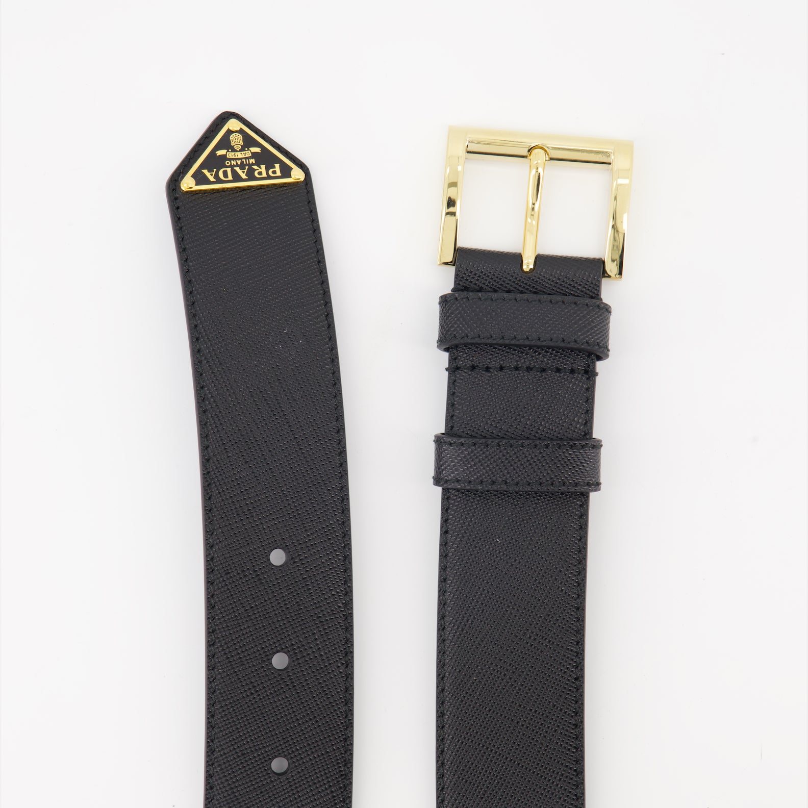 Cintos Ceinture Saffiano à logo triangle Prada Preto Femme
