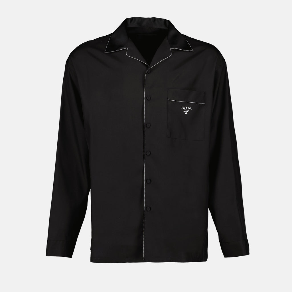 Chemises Chemise en soie Prada Noir Homme