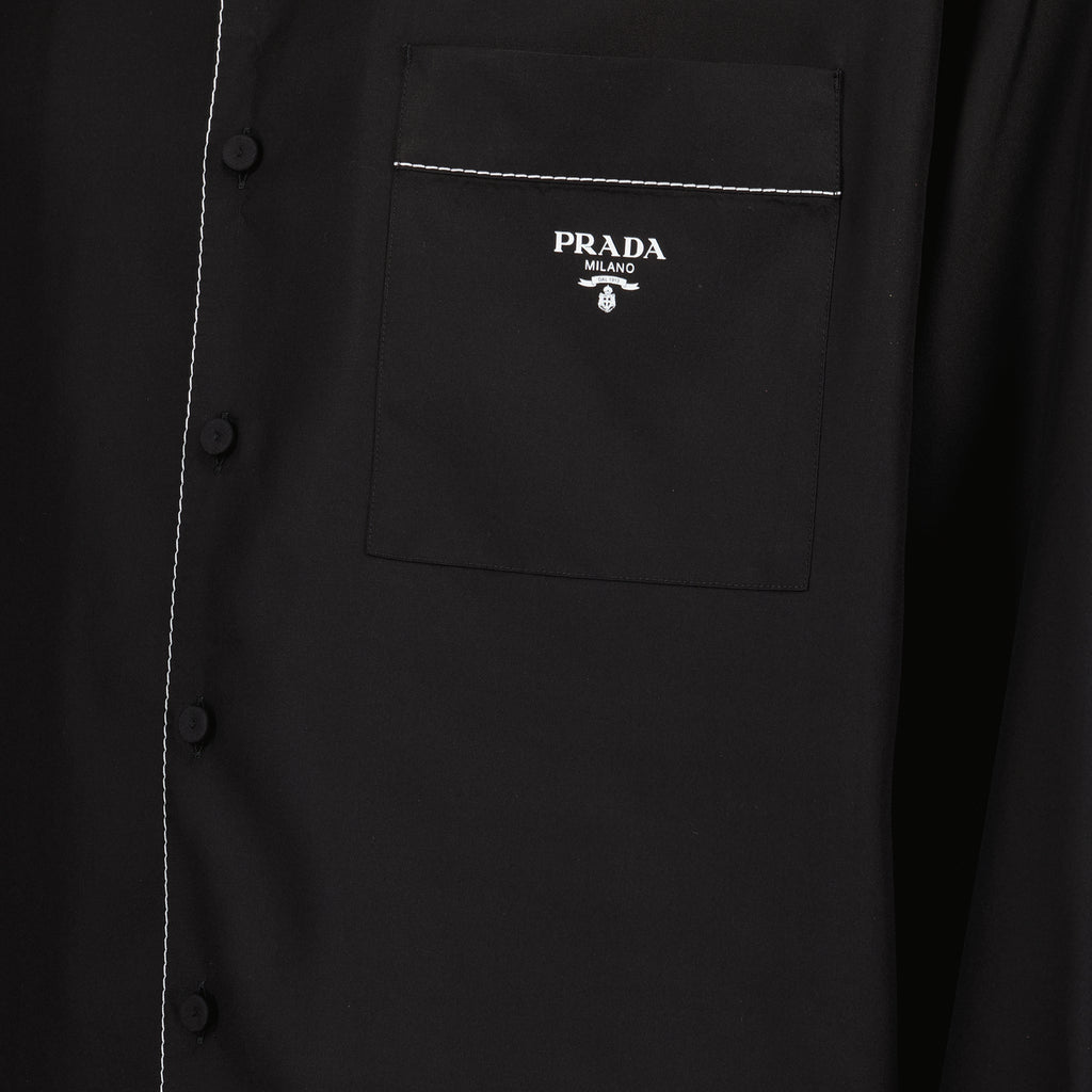 Chemises Chemise en soie Prada Noir Homme