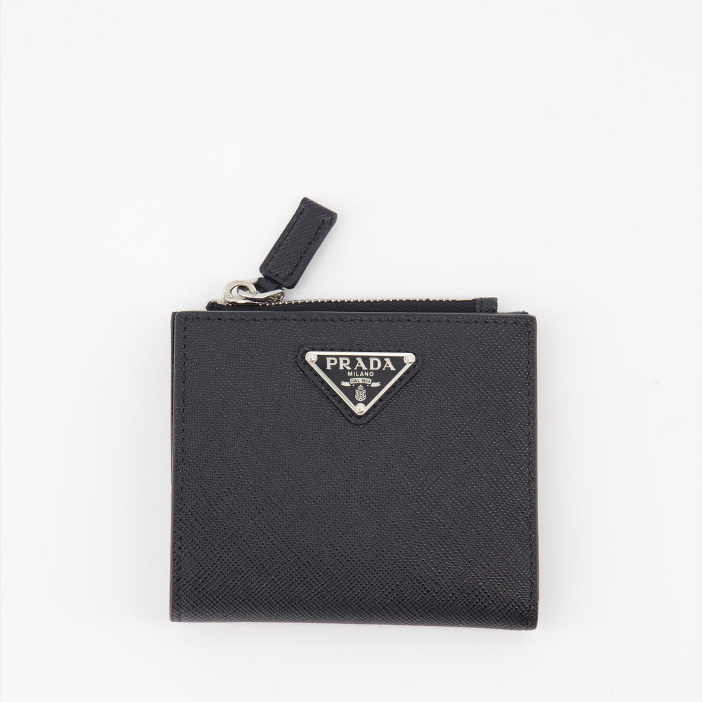 Kleine lederwaren Portemonnaie Saffiano Prada Schwarz Homme