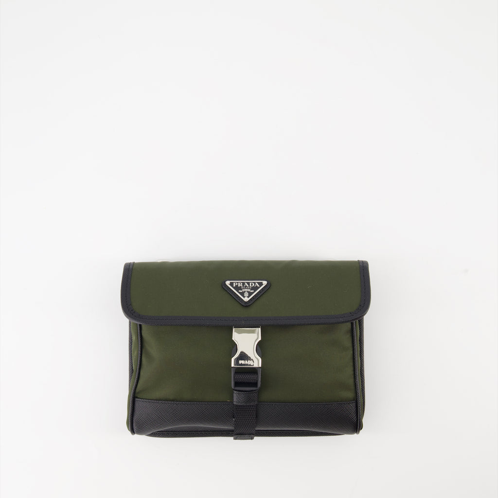 Crossbody bags Pouch in Re-Nylon and Saffiano leather Prada Green Man