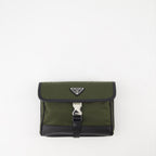 Crossbody bags Pouch in Re-Nylon and Saffiano leather Prada Green Man