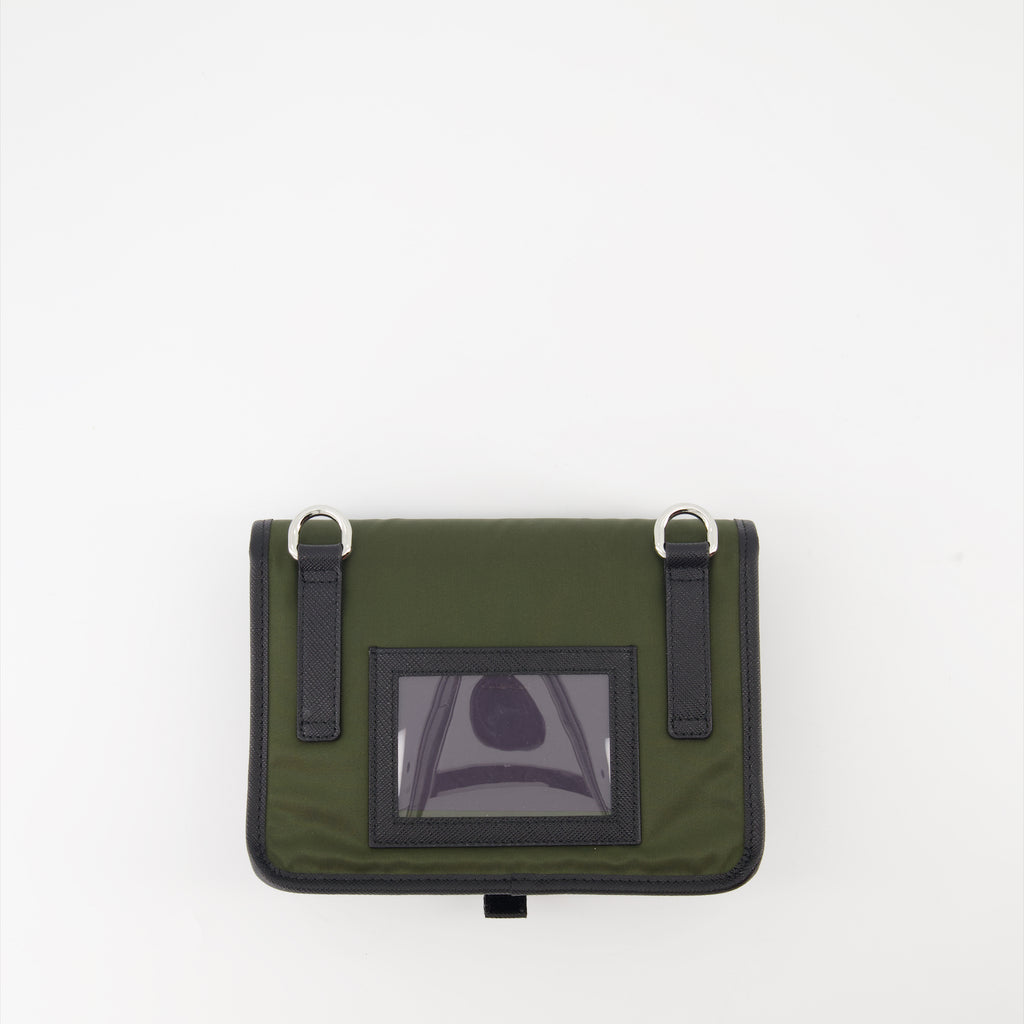 Crossbody bags Pouch in Re-Nylon and Saffiano leather Prada Green Man