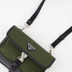 Crossbody bags Pouch in Re-Nylon and Saffiano leather Prada Green Man