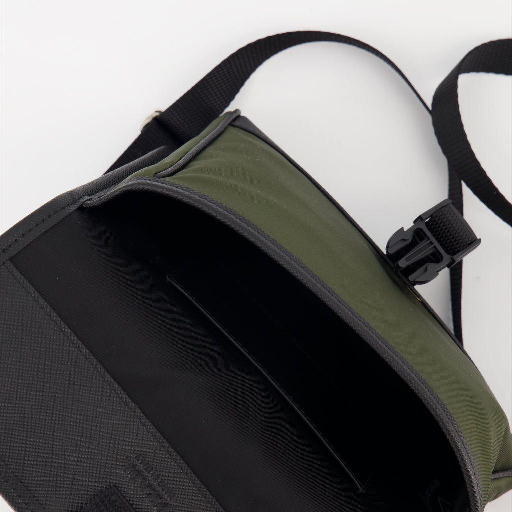 Crossbody bags Pouch in Re-Nylon and Saffiano leather Prada Green Man