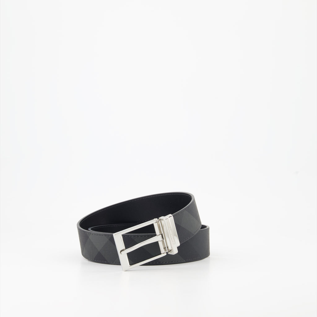 Cintos Ceinture à carreaux réversible Burberry Preto Homme