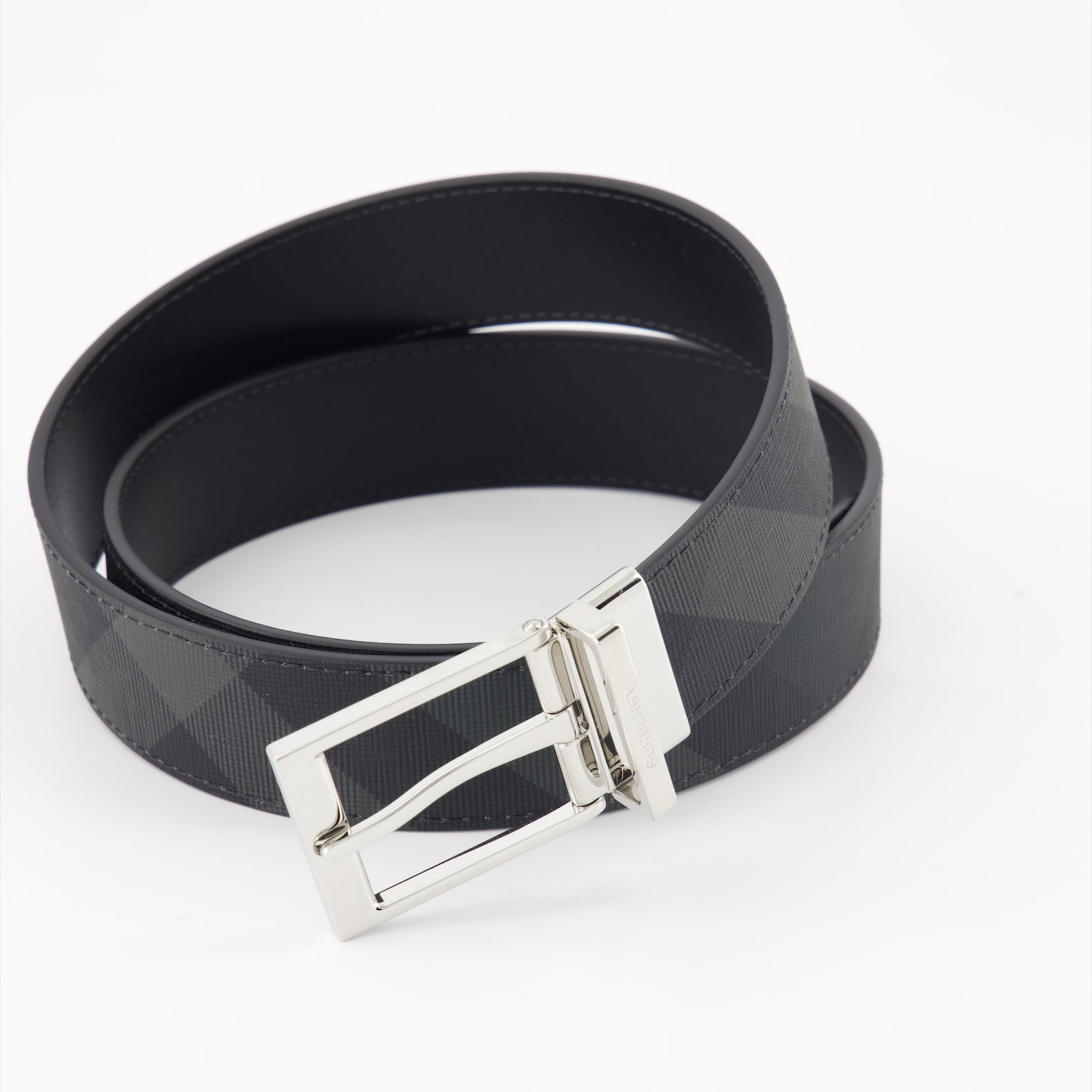 Cintos Ceinture à carreaux réversible Burberry Preto Homme