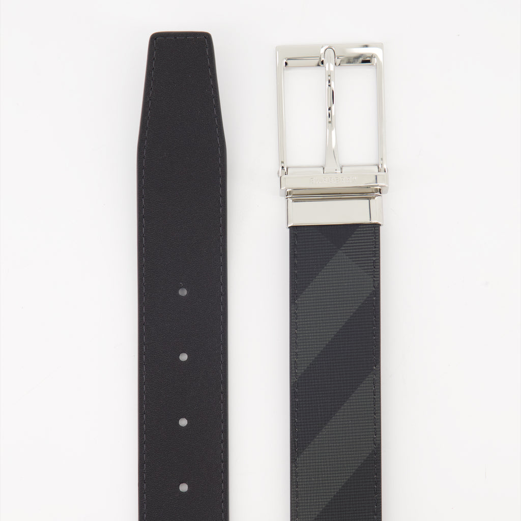 Cintos Ceinture à carreaux réversible Burberry Preto Homme