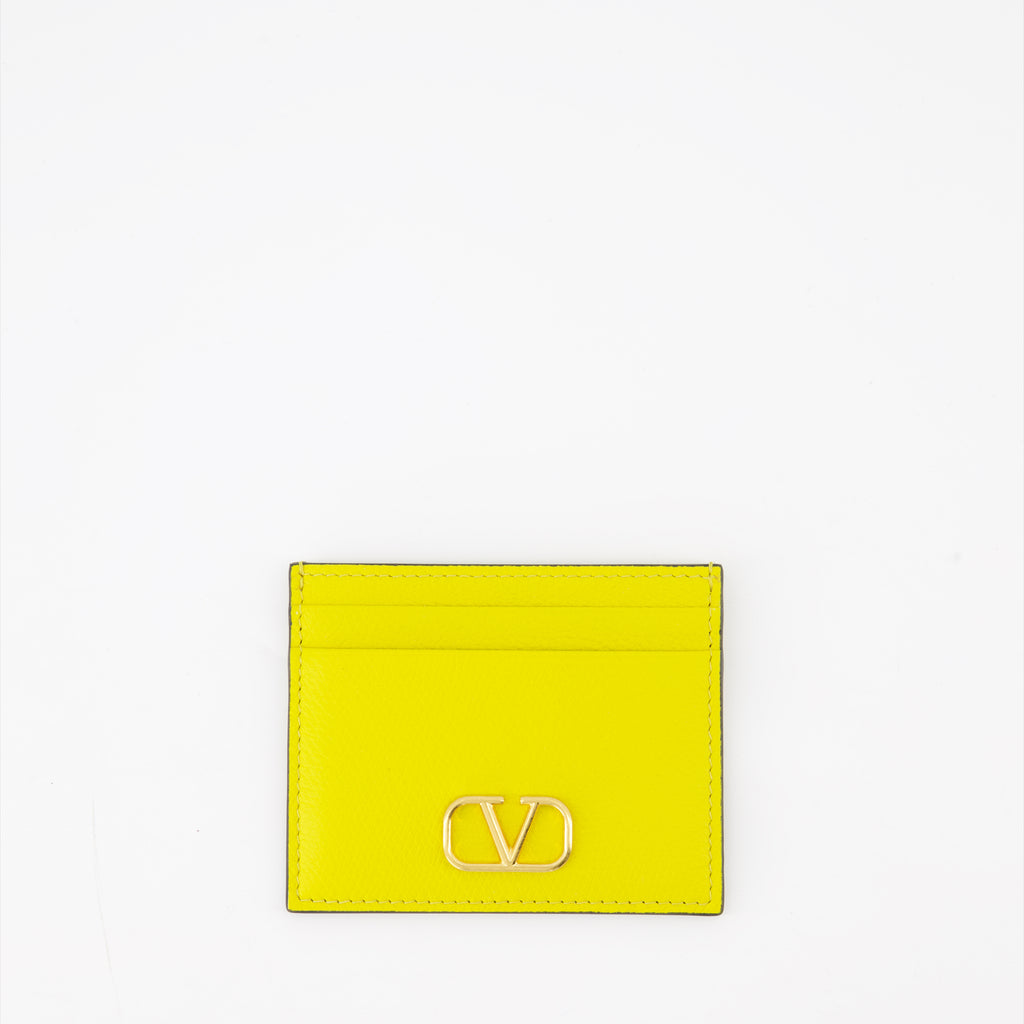 Pequenos artigos de couro Porte-cartes VLogo Valentino Garavani Amarelo Femme