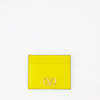 Pequenos artigos de couro Porte-cartes VLogo Valentino Garavani Amarelo Femme