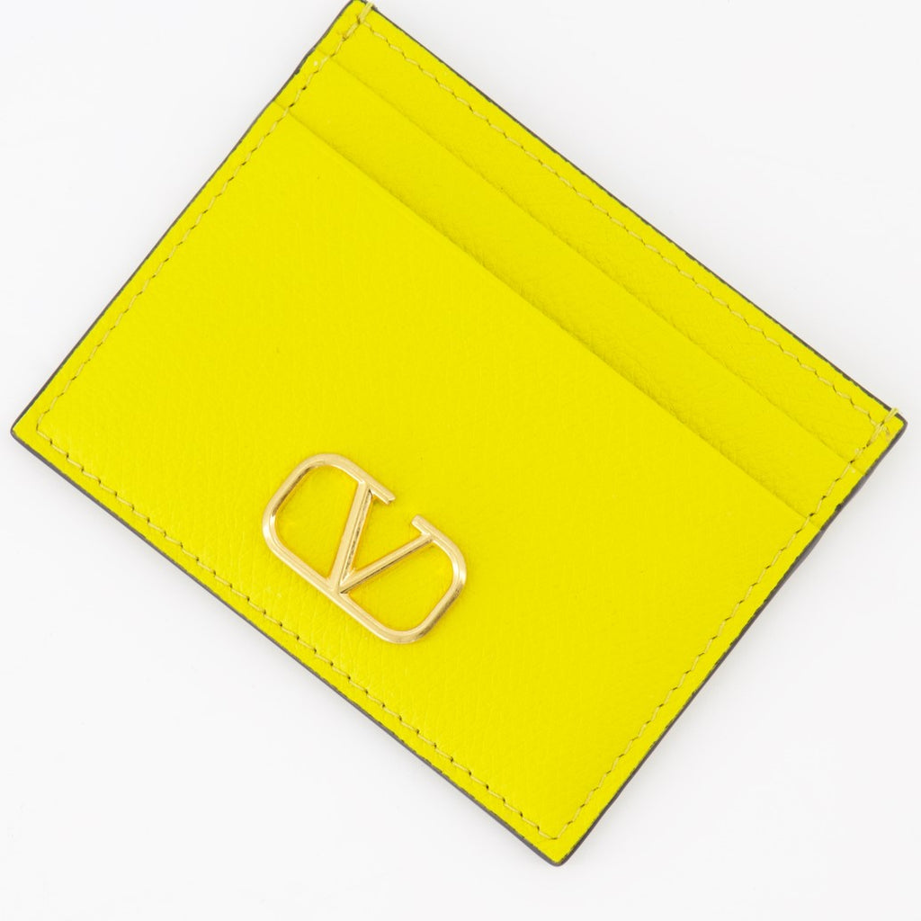 Pequenos artigos de couro Porte-cartes VLogo Valentino Garavani Amarelo Femme