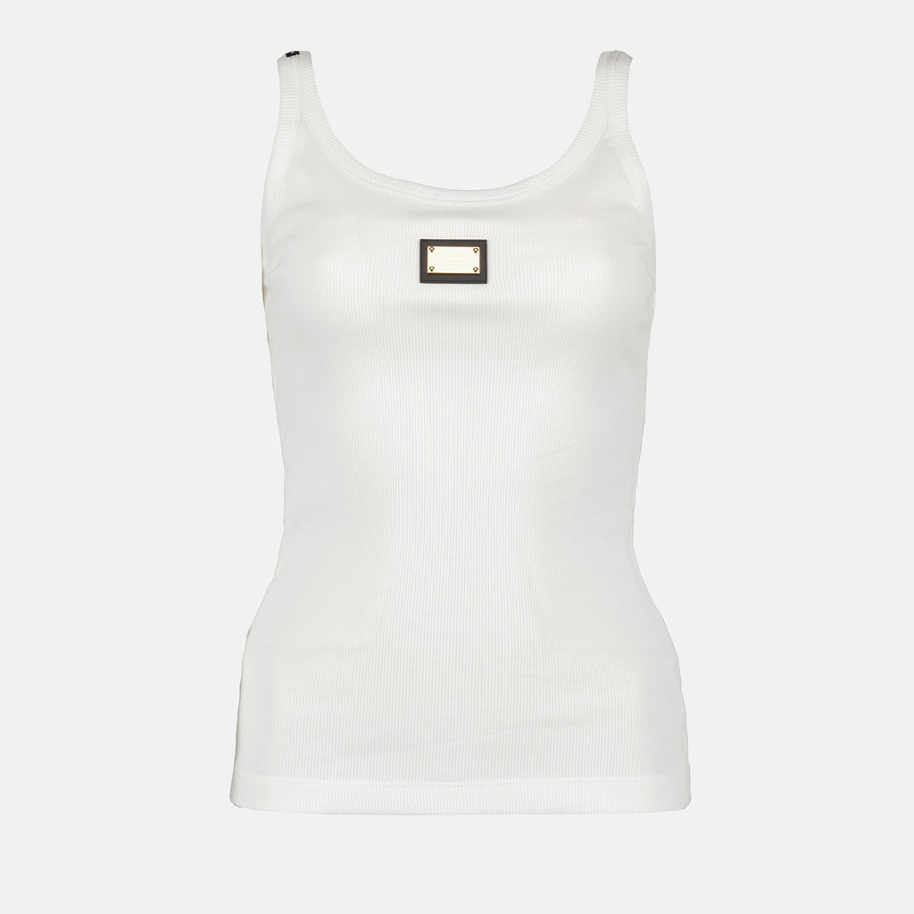 Tops Débardeur à logo plaque Dolce & Gabbana Branco Femme