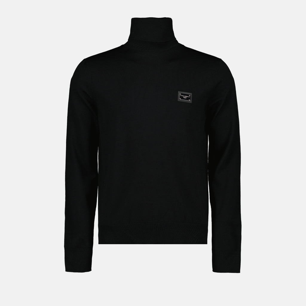 Prendas de punto Col roulé à logo plaque Dolce & Gabbana Negro Homme