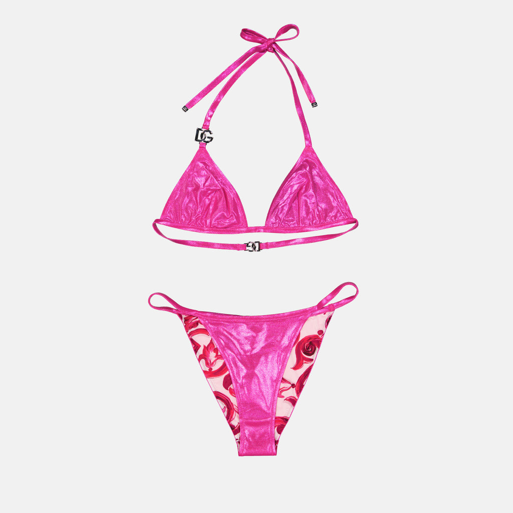 Moda de playa Bikini en tissu métallique Dolce & Gabbana Rosa Femme