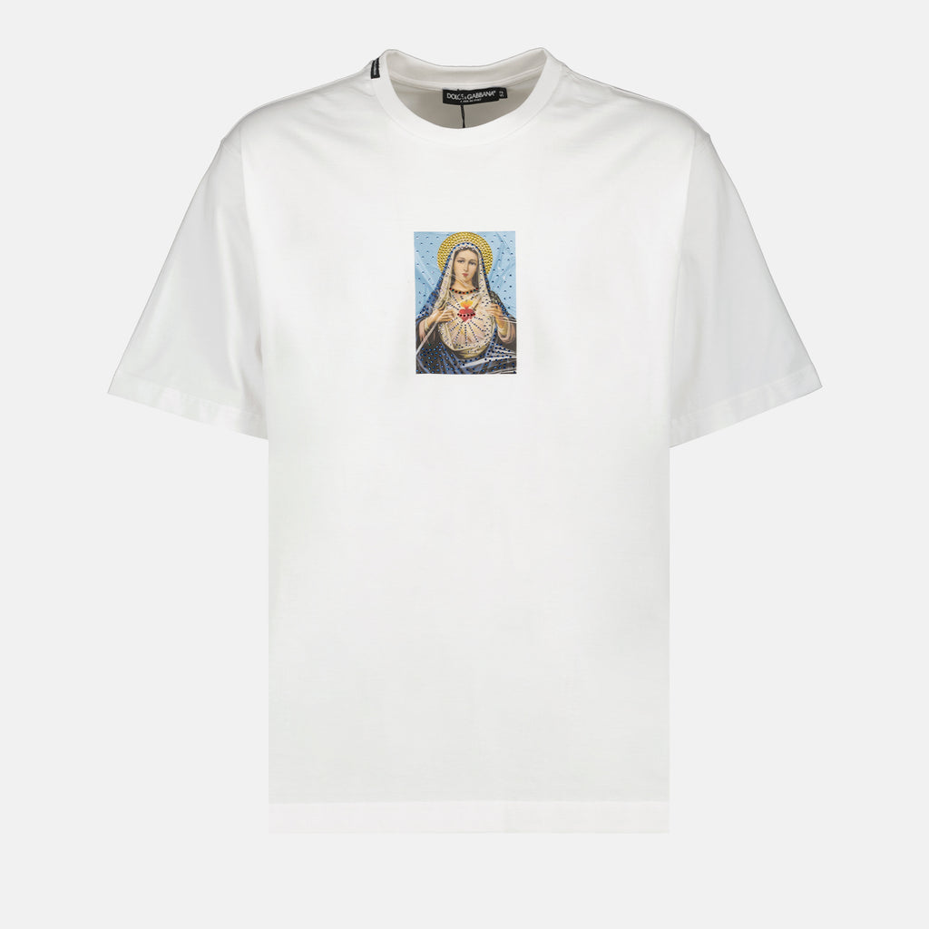 T-shirt T-shirt à imprimé religieux Dolce & Gabbana Bianco Homme