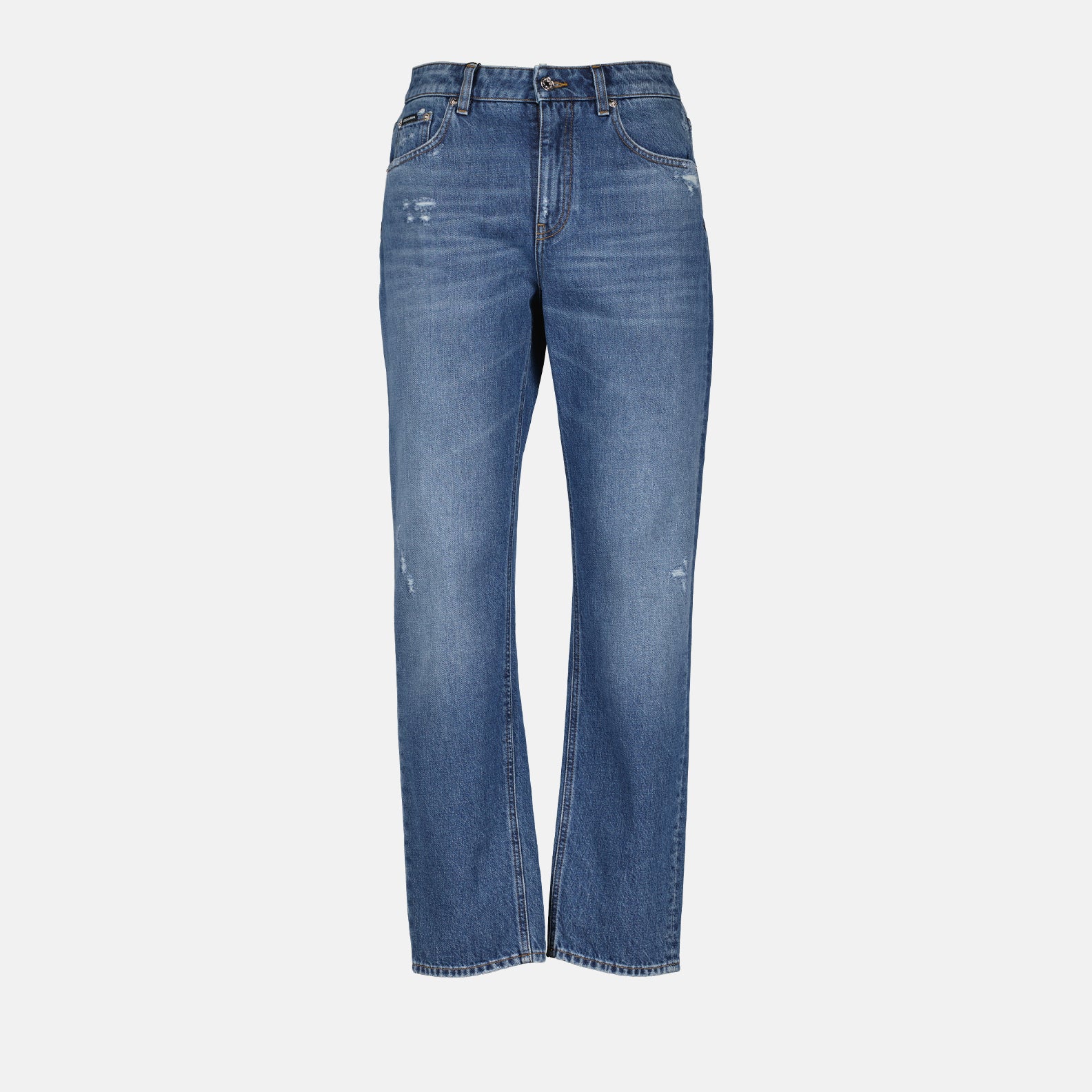 Pantalons Jean droit délavé Dolce & Gabbana Bleu Femme