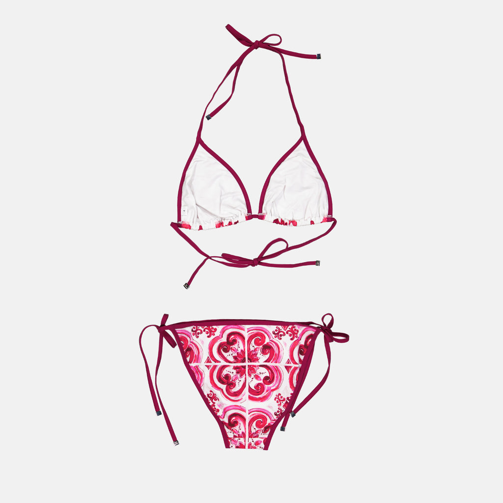 Moda de playa Bikini imprimé Majoliques Dolce & Gabbana Rosa Femme