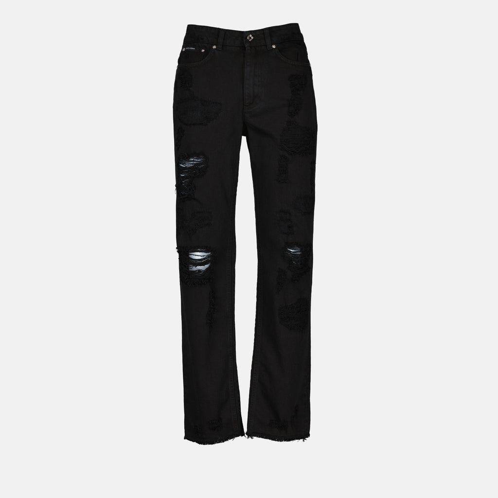 Pantalons Jean droit noir Dolce & Gabbana Noir Femme