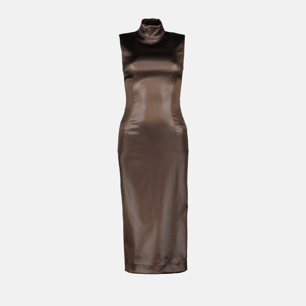 Vestidos Robe en satin brillant Dolce & Gabbana Marrom Femme
