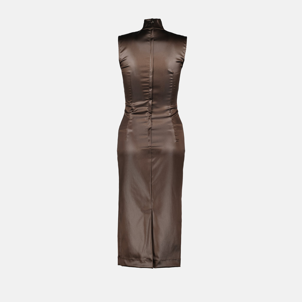 Vestidos Robe en satin brillant Dolce & Gabbana Marrom Femme