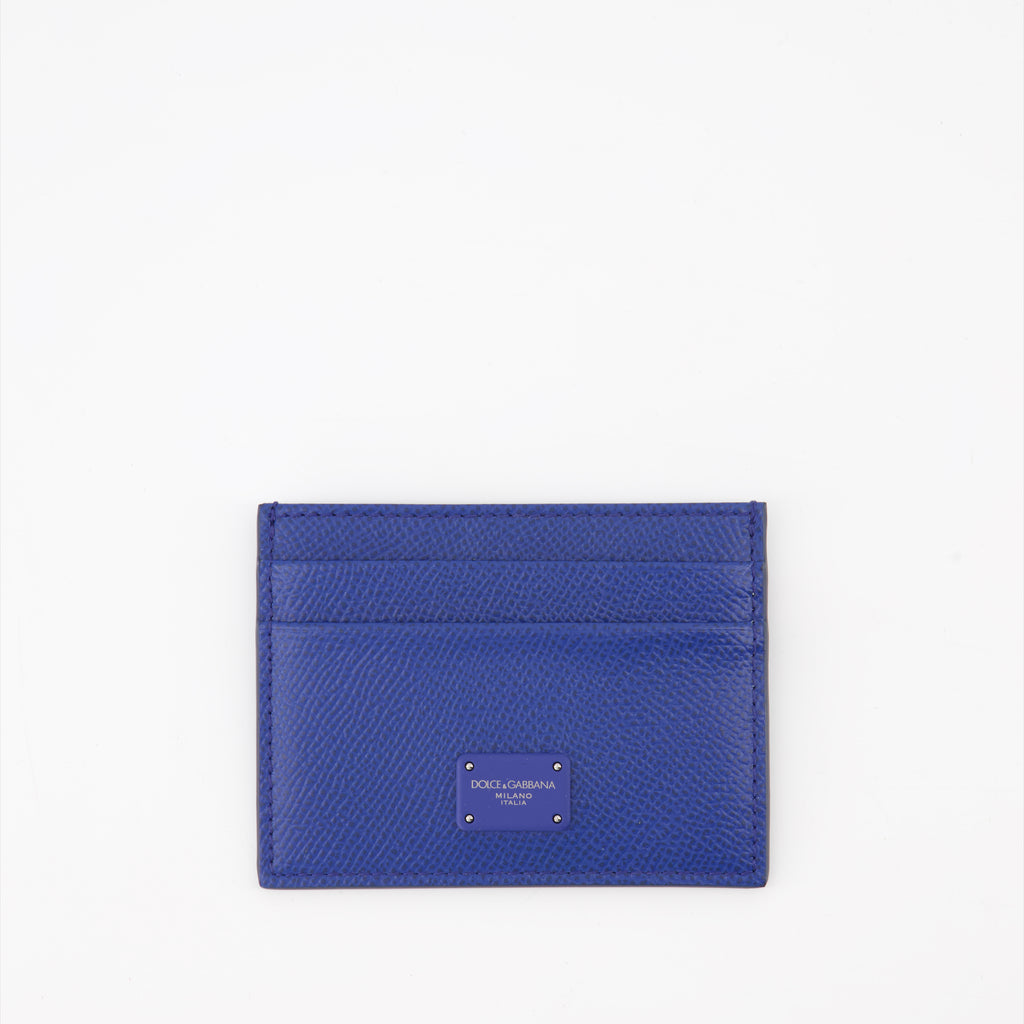 Small leather goods Logo plaque card holder Dolce & Gabbana Blue Man