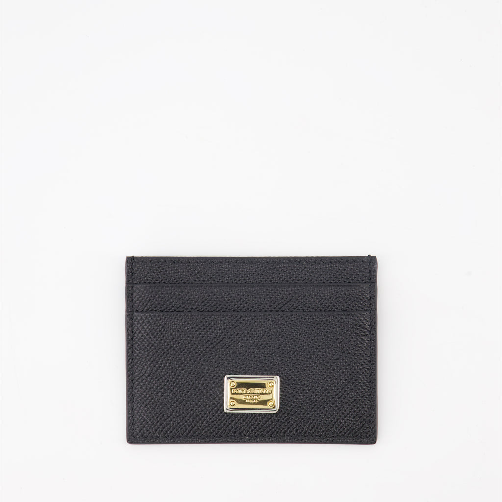 Small leather goods Logo plaque card holder Dolce & Gabbana Black Women