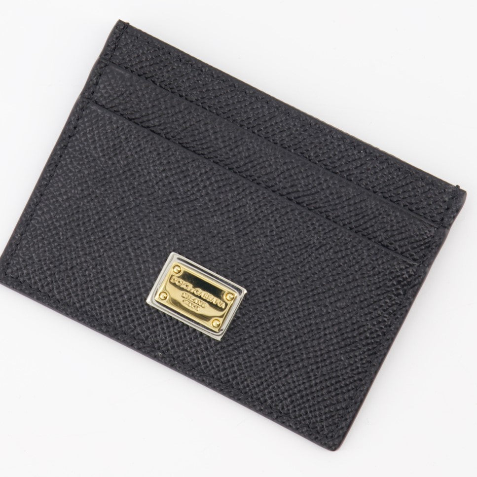 Small leather goods Logo plaque card holder Dolce & Gabbana Black Women