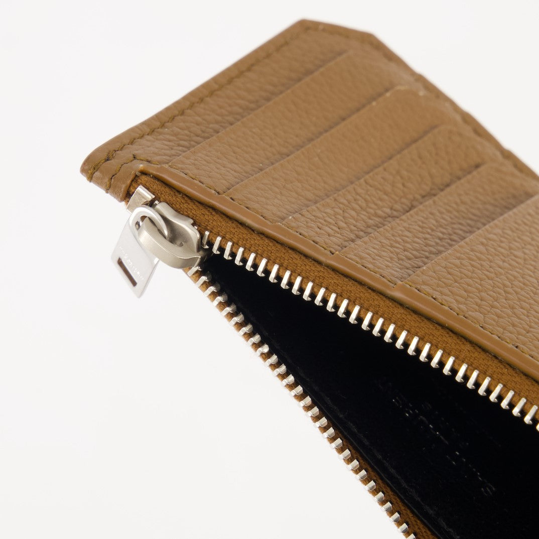 Pequeños artículos de cuero Porta Tarjetas Cassandre Shadow Zipper Saint Laurent Marrón Homme