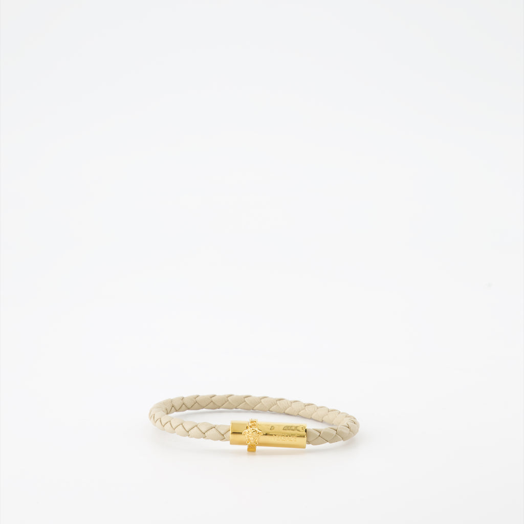 Bijoux Bracelet en cuir tressé Versace Beige Unisexe