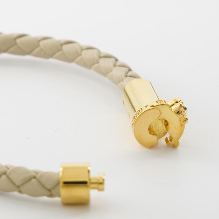 Bijoux Bracelet en cuir tressé Versace Beige Unisexe