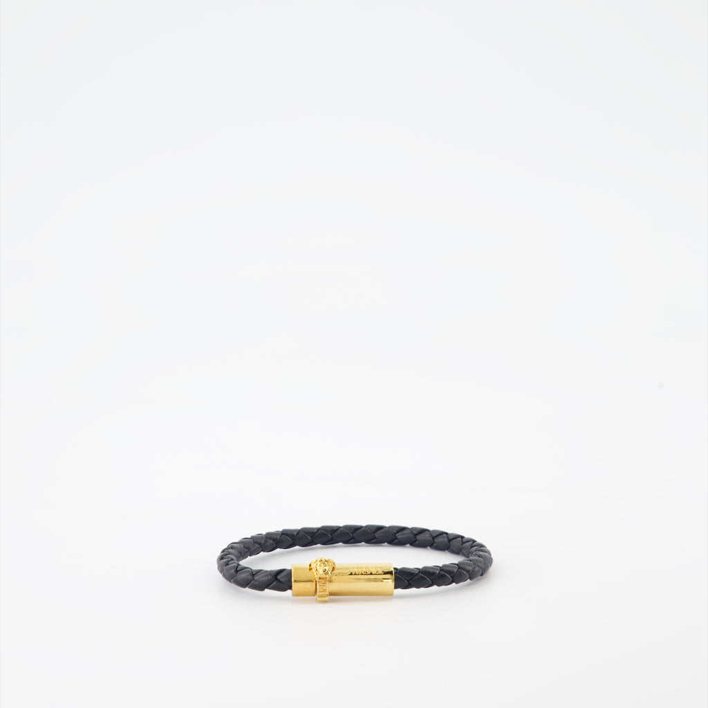 Bijoux Bracelet en cuir tressé Versace Noir Unisexe
