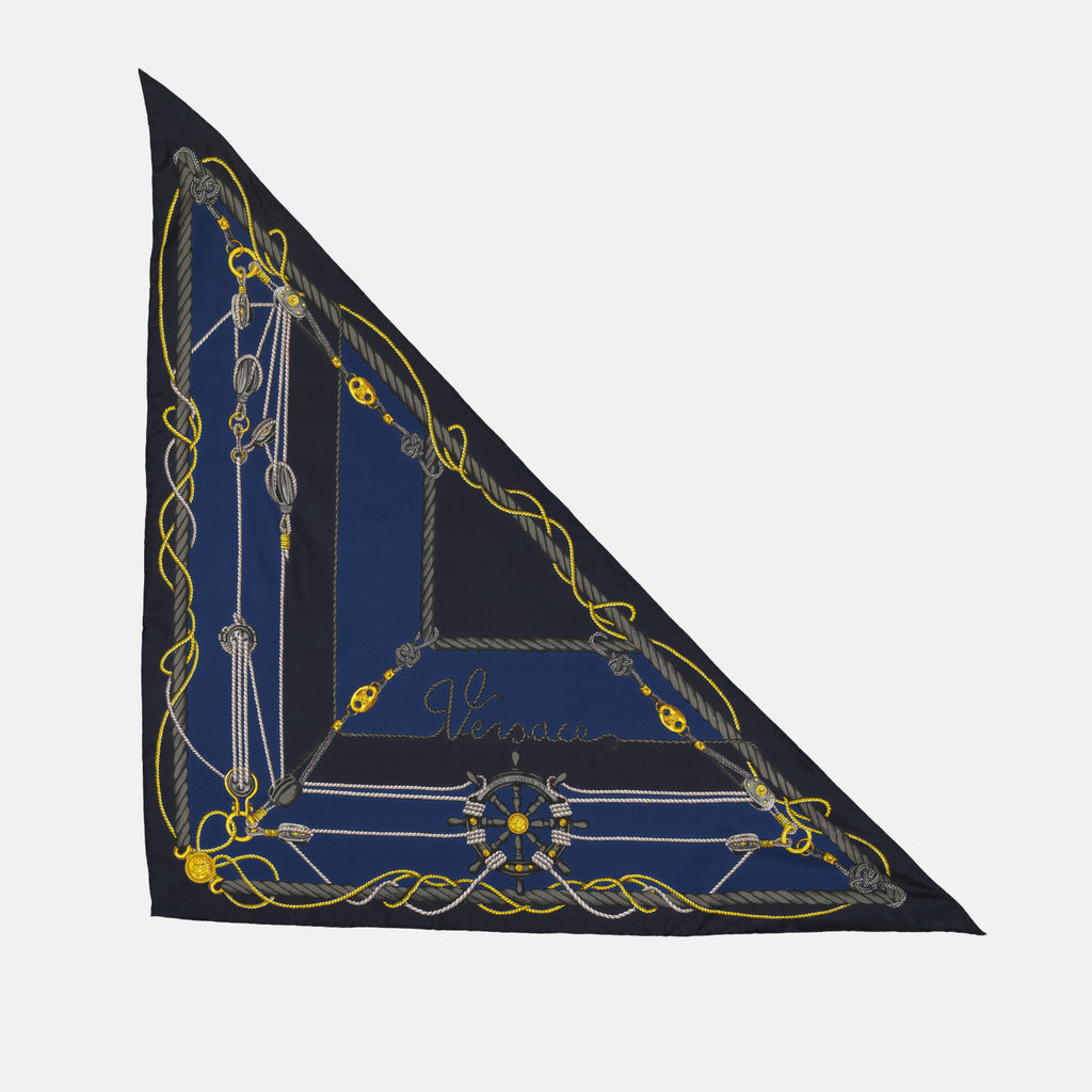 Écharpes, foulards et gants Foulard en soie Nautical Versace Bleu Unisexe