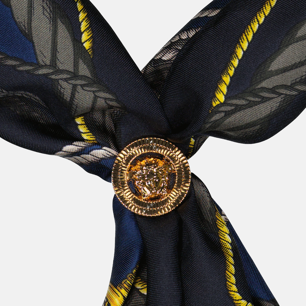 Écharpes, foulards et gants Foulard en soie Nautical Versace Bleu Unisexe