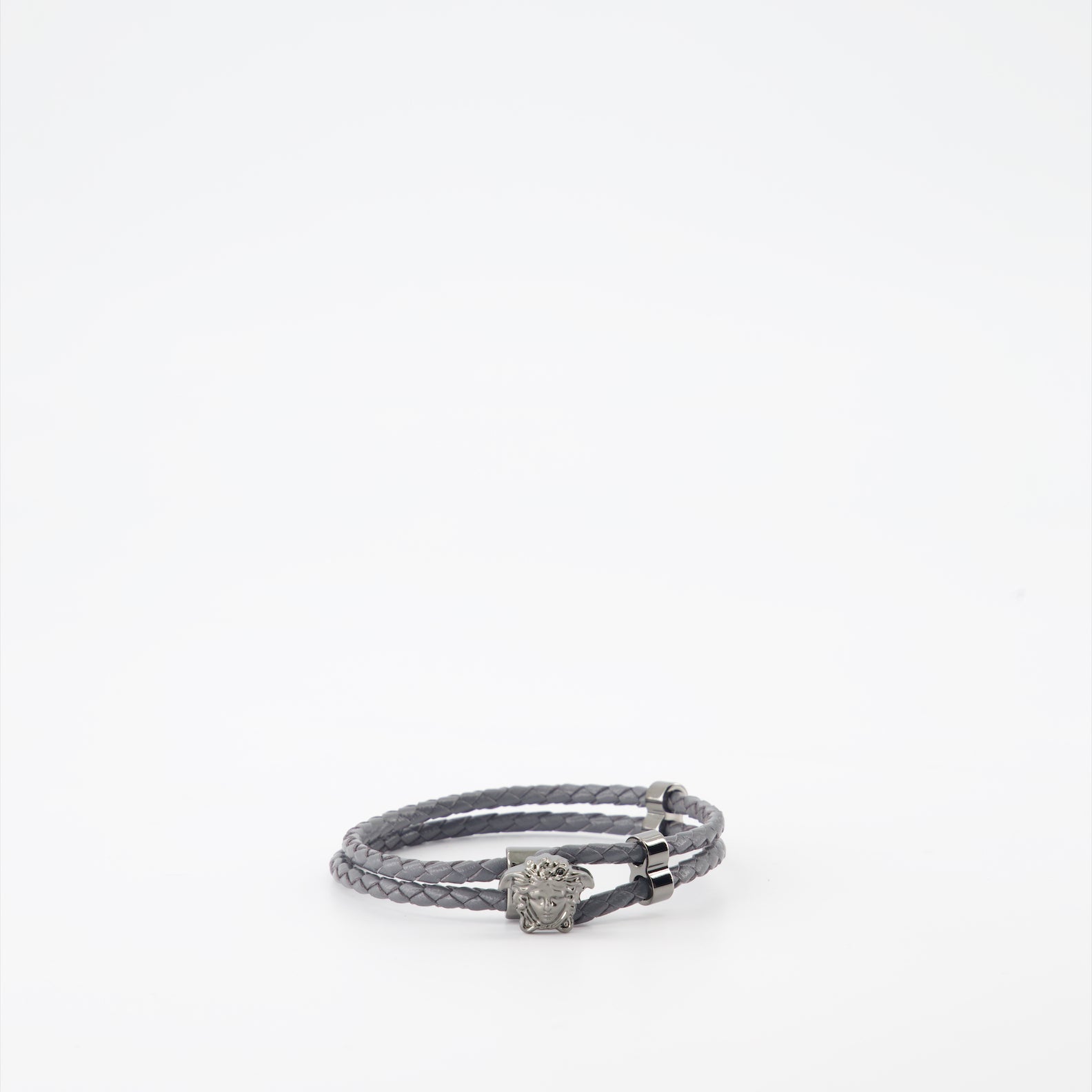 Bijoux Bracelet en cuir tressé Versace Gris Homme