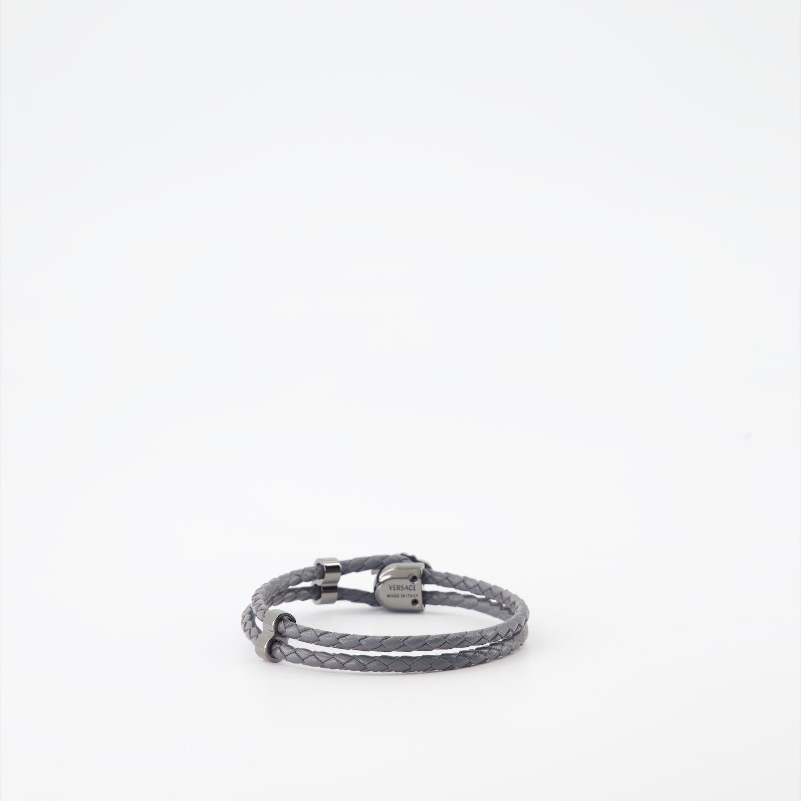 Bijoux Bracelet en cuir tressé Versace Gris Homme