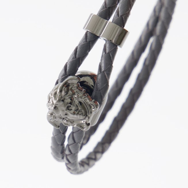 Bijoux Bracelet en cuir tressé Versace Gris Homme